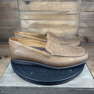 Johnston & Murphy Mens Sz 9 M Brown Woven Sheepskin Slip On Loafers Dress Shoes